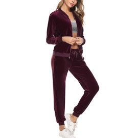 Totatuit Women's Tracksuit Set 2 Piece Velour Loungewear Set Long Sleeve Crew Neck Sweatshirt and Tracksuit Bottoms Casual Sweatsuits Jogger Suit