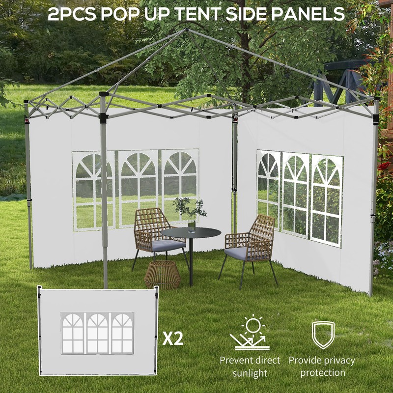 Outsunny Gazebo Side Panels with Window for 3x3(m) or 3x4m