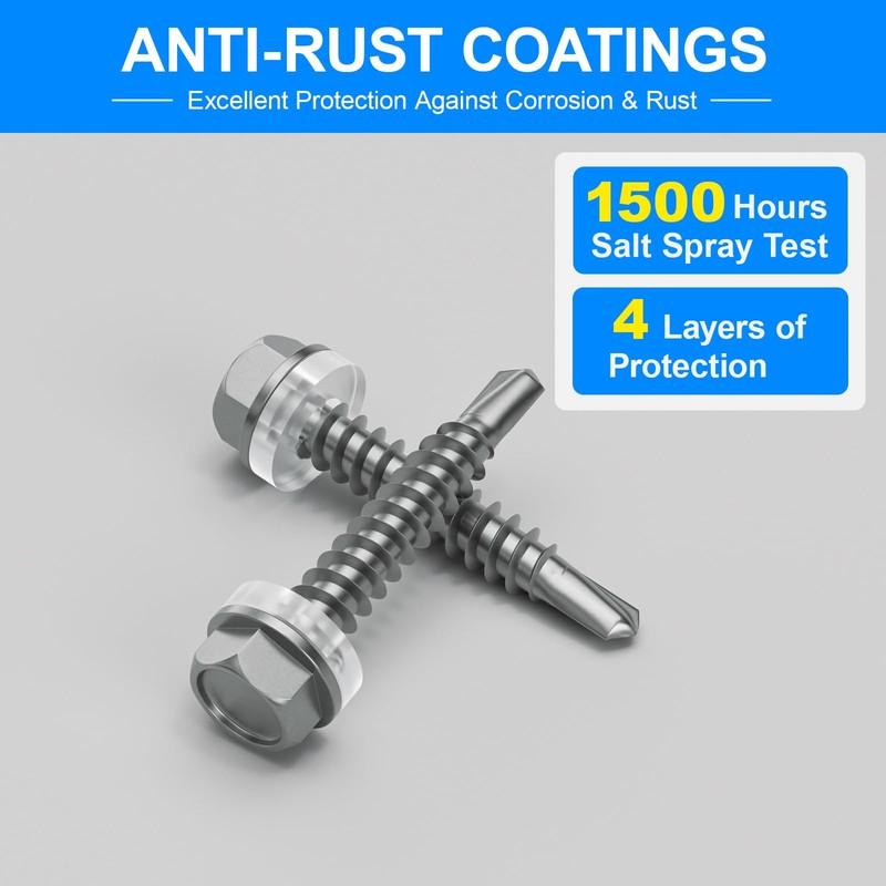 300Pcs Self Tapping Screws, Sheet Metal Screws #8x1, Self Drilling