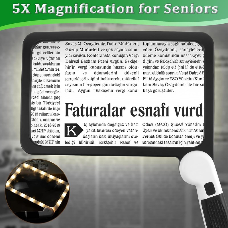 5X Magnifying Glass with Light, 48 LED Handheld Full Page
