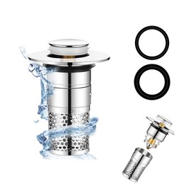 Ruayia Sink Drain Plug for 34-40 mm Drain Drain Universal Pop Up Drain Strainer Sink Drain Plug Sink with Hair Strainer (Pack of 1)