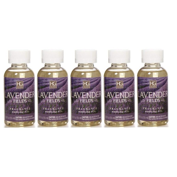 Aromatherapy Hosley Premium Lavender Fields Highly Scented Warming Oils. Set of 5 Pieces 55 Milliliter 1.86 Fluid Ounce Each. Ideal Gift for Weddings spa Reiki Meditation W1