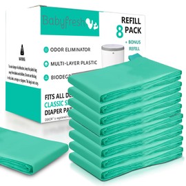 Refills Compatible with DEKOR Classic Diaper Pails 8 Pack Plus 1 More Exclusive 30% Extra Thickness Diaper Pail Refill Bags with Powerful Odor Elimination Fresh Powder Scent