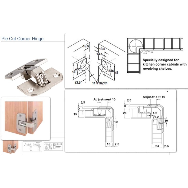 1 X Pie-cut Corner Hinge