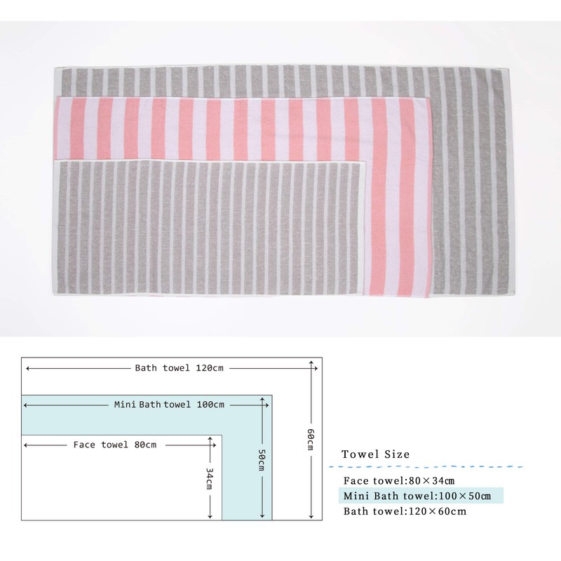 Kosugizen ZG-502-2YE Mini Bath Towels, Border & Color, Yellow, 50