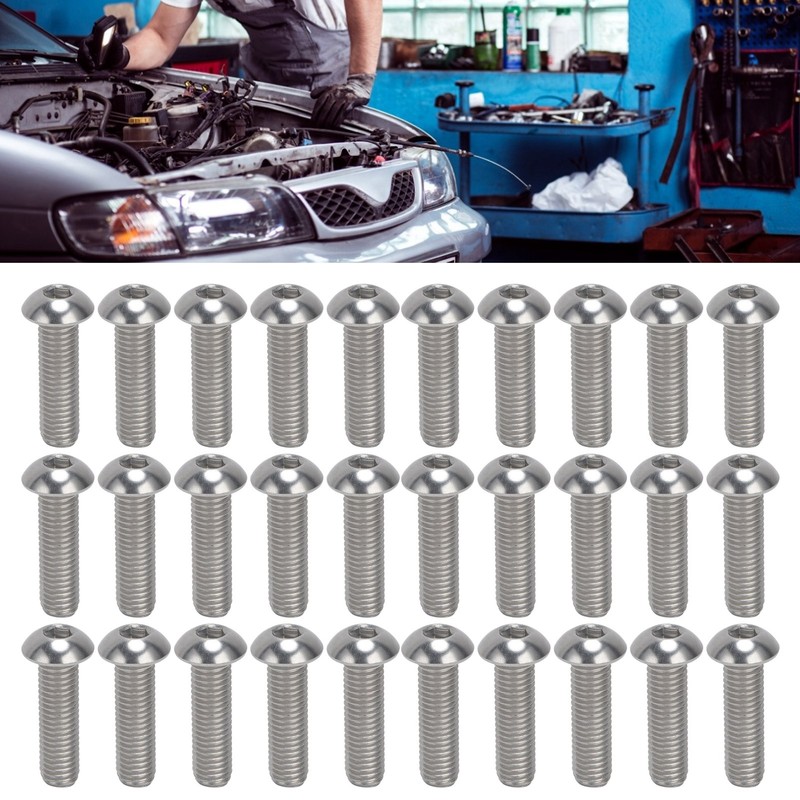 30Pcs Hex Socket Button Head Screw A2 Stainless Steel M10x1.5