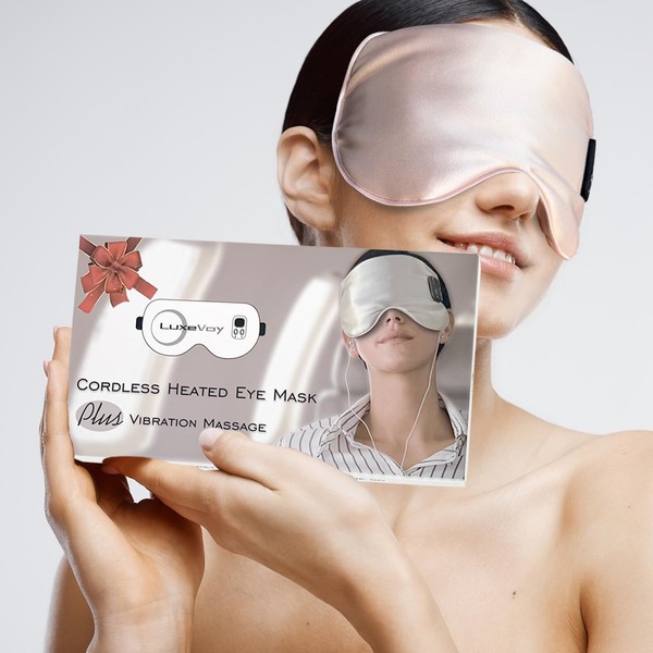 Silk Heated Eye Mask for Sleep,3-in-1 Vibration Heated Eye Massager