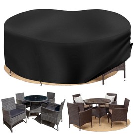 PATIO PLUS Garden Table Covers Round with 420D Oxford Fabric Circular Patio Table Cover, Outdoor Garden Furniture Cover Waterproof, Windproof, Anti-UV, Round - Ø102 x 70cm