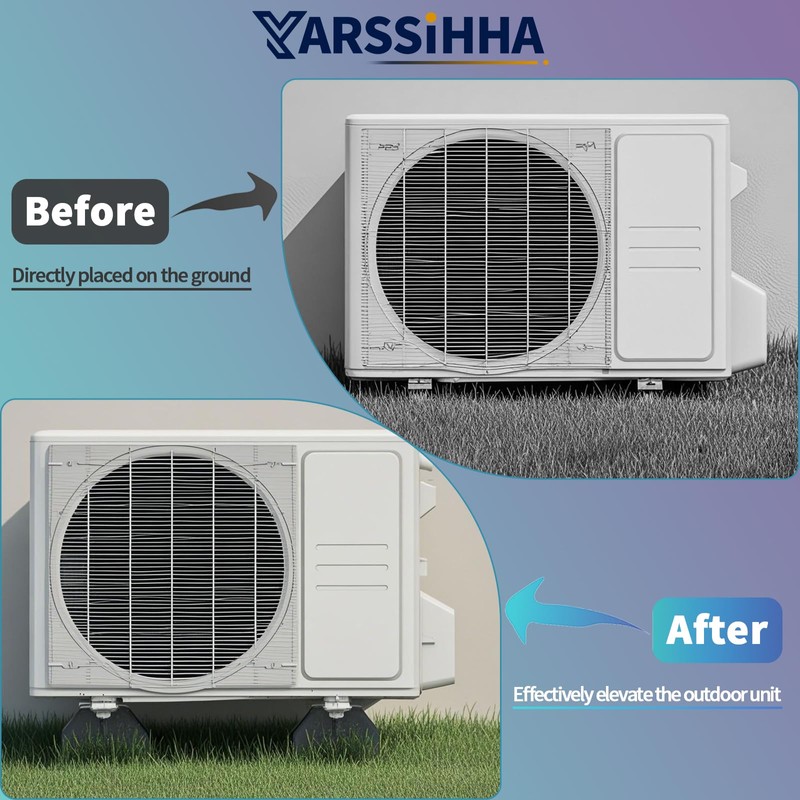 Yarssihha 4pcs Mini Split Rubber Base Pad for 9000-60000 BTU
