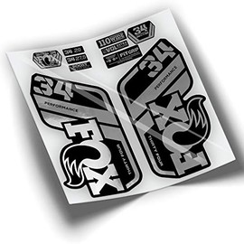 Ref: VP417 Sticker Compatible with Fox 34 Performance 2021-2025 MTB Stickers, Stickers, Stickers for Mountain Bikes, (Chrome Silver)