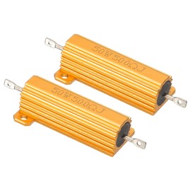 PATIKIL 50W 500 Ohm Aluminum Shell Resistor, 2 Pack Aluminum Housing Resistor Housed Case Wirewound Resistors Screw Tap Power Resistor 5% Tolerance, Golden