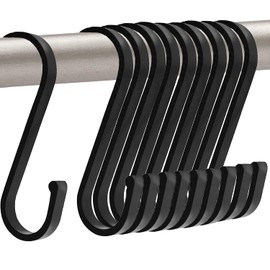 GAViA S Hooks S Hanging Hooks 20 Pcs Heavy Duty S Hanger Hook Metal Kitchen Pot Holder Rack Hooks Closet Hooks Plants Hooks for Hanging Pans, Pots, Cups, Clothes, Bags,Towels,Matte Black