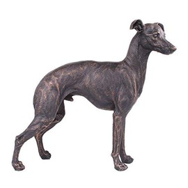 Large Greyhound Dog Painted Bronze Resin Sculpture - Pet Gifts Stand Out Home Decor H21cm