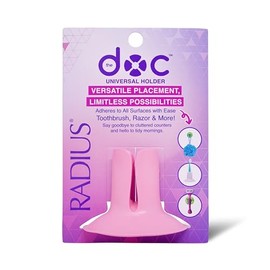 RADIUS The DOC Toothbrush/Razor Holder Assorted Colors 1 Count, 100% Recyclable & Dishwasher Safe, BPA Free, Suction Holder - Pink