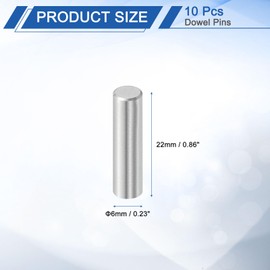 uxcell 10 Pcs 6 mm x 22 mm Dowel Pins, 316L Stainless Steel Cylindrical Dowel Pins Shelf Support Peg Pin Rod Fasten Elements Metal Shelf Pegs Silver Tone