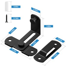 SMARTSTANDARD Barn Door Lock, 90 Degree Barn Door Latch, Matte Black Steel Gate Latch Hardware, Barn Door locks and Latches for Bedroom, Outdoor Wooden Fence, Pocket Door, Cat Door (Black, 4PCS)