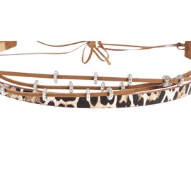 PU Leather Hat Band for Cowboy Adjustable Leopard Print Loose Beads Cowgirl Hat Fedora Panama Strap Belt Replacement Hat Jewelry for Women Men