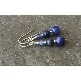 Denim Blue Graduated Sodalite Gemstone & Sterling Silver Hook Drop Earrings with Gift Box