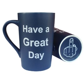 MAUAG Funny Christmas Gifts Unique Coffee Mugs Have a Great Day Cute Cool Ceramic Cup Dark Blue, Best Holiday and Birthday Gag Gifts, 15 Oz