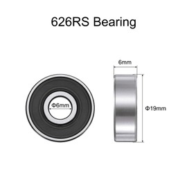 sourcing map 10pcs 626-2RS Bearing 6x19x6mm, Chrome Steel Double Rubber Seals Miniature Bearing, Lubricated Deep Groove Ball Bearings, P6 (ABEC 3)