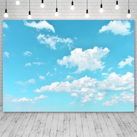 AIBIIN Blue Sky White Cloud Backdrop Natural Scenic World Travel Photograph Background Baby Shower Birthday Party Background Photozone Photo Studio Props 7x5ft