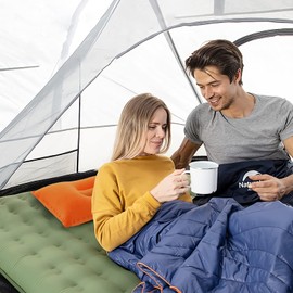 SUTAFOR Inflatable Cushion Pack of 2 Camping Pillows Travel Cushion Flocking Seat Cushion for Beach Outdoor Hiking Orange 42 x 29 cm