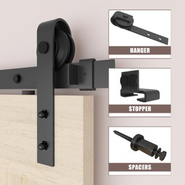 Dondelight Barn Door Hardware Kit 5FT, Heavy Duty Modular Sliding Door Track Hardware Set for Interior & Exterior Doors