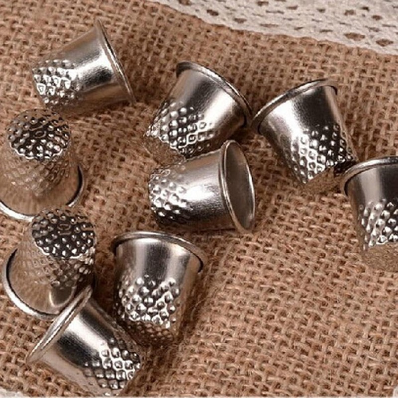 3Pcs Silver Thimbles Tailor Sewing Tool Metal Grip Finger Shield