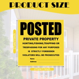 Geyee 100 Pack Posted Signs No Trespassing No Hunting Signs Private Property Self Adhesive Heavy Duty 11 x 11 Inch for Home Yard Garden Lawn Indoor Outdoor Use
