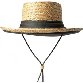 Trendy Apprel Shop Straw Gambler Sun Hat with Chin Cord - Olive - X-Large