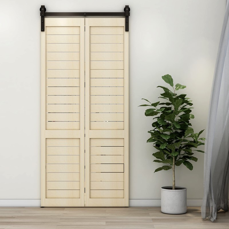 CCJH 42" Bi-Folding Sliding Barn Door Hardware Kit for 2