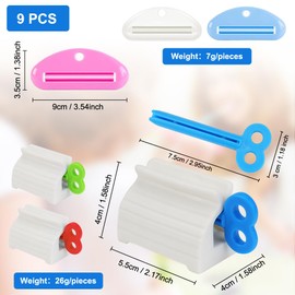 DGN Pack of 9 toothpaste squeezer, toothpaste dispenser, toothpaste squeezer, tube squeezer, tube squeezer for all tubes, rolling toothpaste squeezer for toothpaste, hand cream or mustard