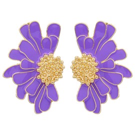 SIXDUTON Flower Earrings Large for Women, Flower Drop Earrings Gold, Hypoallergenic Statement Earrings, Fashion Jewellery, Gift for Girls, Women, Mum, Alloy Steel, No Gemstone