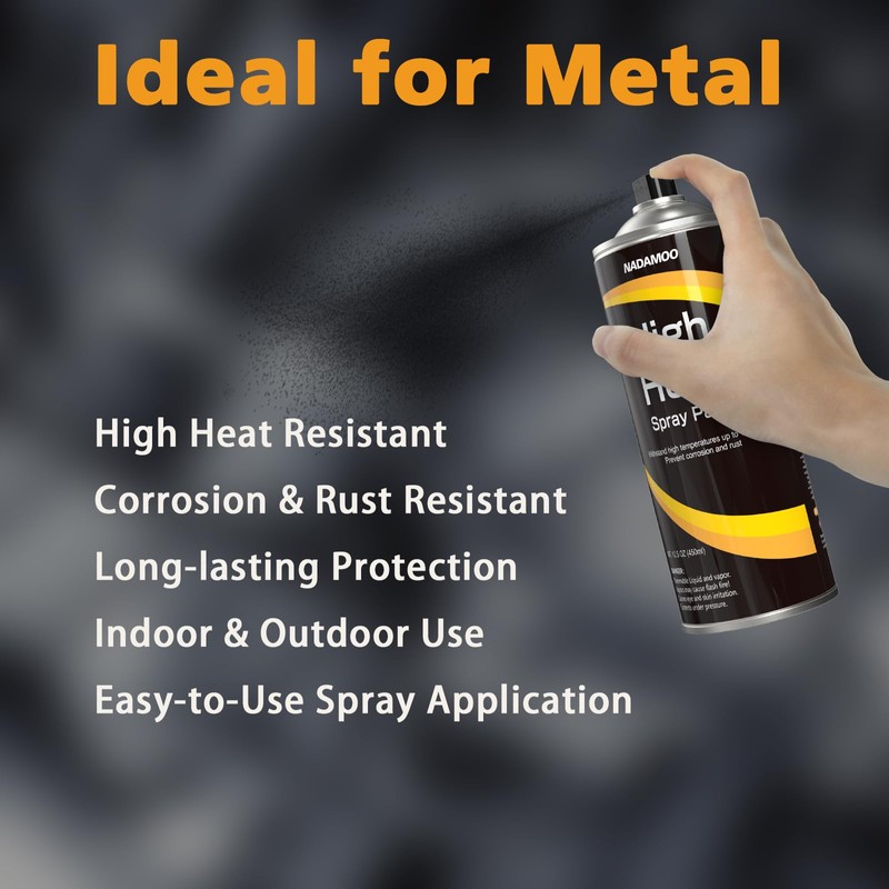 NADAMOO High Heat Spray Paint for Metal, Matte Finish BBQ