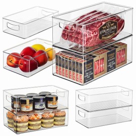 Hudgan 8 Pack Freezer Organizer Bins,Stackable,Clear Bins for Fridge,Pantry