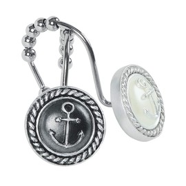 DS BATH Aviation Nautical Shower Curtain Hooks,Ocean Bathroom Curtain Hooks,Decorative Hooks for Shower Curtains,Set of 12