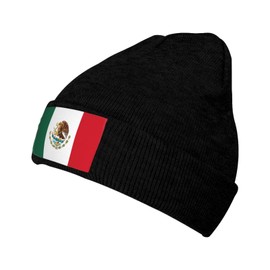 Mexico Flag Knit Cuffed Beanie Warm Winter Hats Skull Cap Fashion Mexico Ski Hat for Men and Women