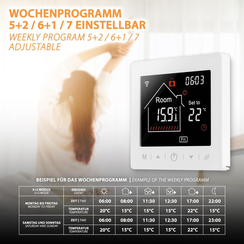 Mi-Heat M2 Room Thermostat WLAN White - Alexa Tuya Smart