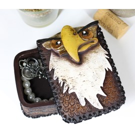 American Bald Eagle Head And Feathers Prints Decorative Jewelry Box Figurine