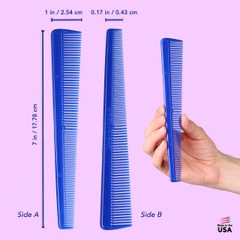 Styling Gear #131 Set of 12 Tapered Hair Cutting Styling Combs Twist Braid Flexible Ideal for Barber Hairstylists Men and Women (Royal Blue)