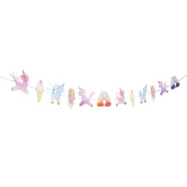 Fun Express - Pastel Unicorn Party Banner for Birthday - Party Decor - Hanging Decor - Garland - Birthday - 1 Piece