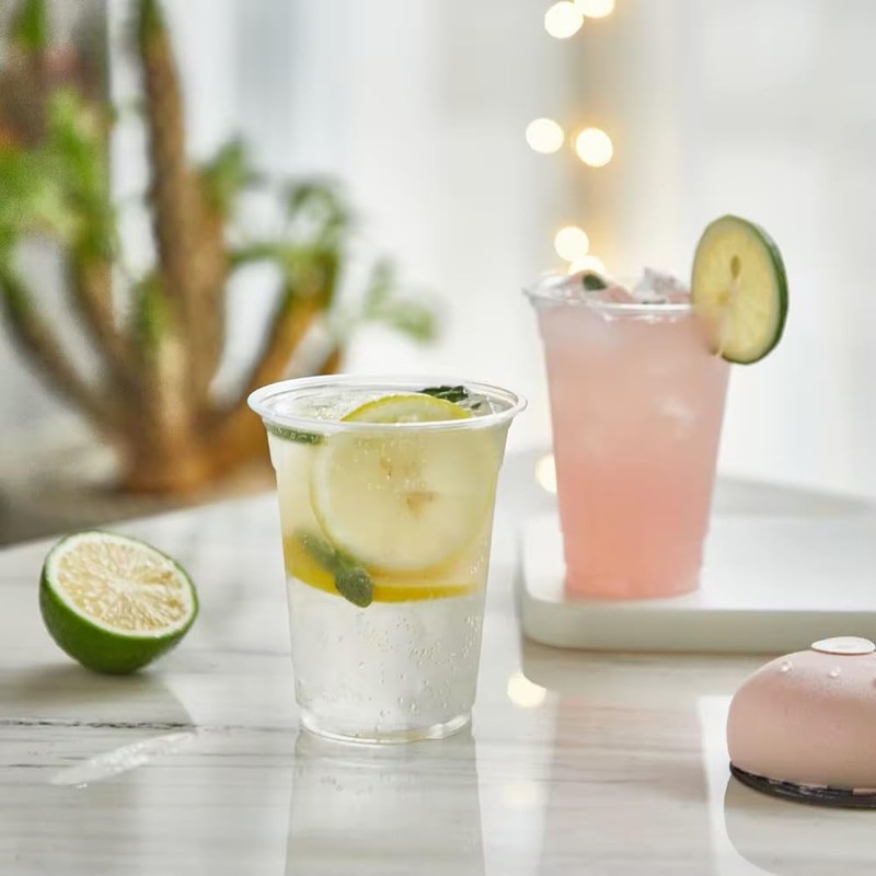 Clear Plastic Cups with Lids and Straws, 16 oz, 100-Pack,