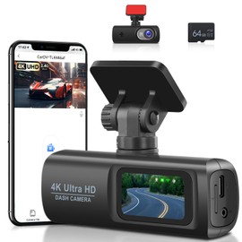 4K Dash Cam Front and Rear,WiFi Dash Camera for Cars with App Control Dual Dash Camera with Loop Recording,Night Vision,G- Sensor, 1.47" DashCam with 24H Parking Monitor+64GB TF Card