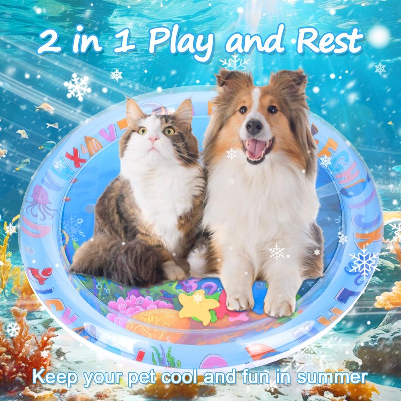 marhook Cat Water Mat Upgrade Thickened, Ocean-Themed Pet Cooling Mat