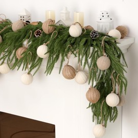 Syhood 12 Pcs Rustic Christmas Ball 2.36 Inch Neutral Farmhouse Christmas Tree Ornaments Shatterproof Hanging Burlap Fabric Textured Ball for Xmas Tree Party Garlands Wreath Home Decor