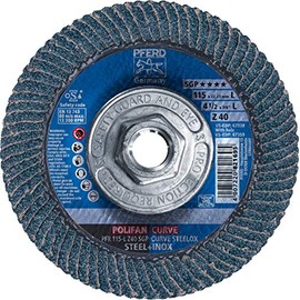4-1/2" x 5/8-11 POLIFAN® CURVE Flap Disc SGP, Zirconia, 40 Grit, Large Radius