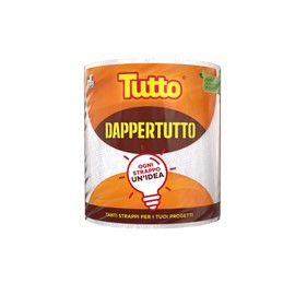 Tutto Nuova Bobina Dappertutto 400 Strappi 2 Veli, 1 Pezzo, Carta Multiuso Super Assorbente, 100% Made in Italy