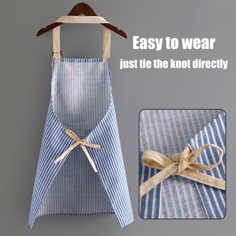 NyxSeat 1 Piece Striped Apron with Pockets Apron Baking Apron