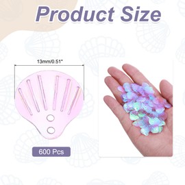 sourcing map 50 Gram Loose Sequins 13 MM Seashell Sequins and Spangles with 2 Holes for Earrings Clothing Accessories Embroidery Sewing DIY Art Crafts Supplies, Fantasy Transparent Purple