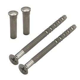 M4 x 60mm Chrome Door Handle Screws with Chrome Security Bolt Carriage Sleeve Male to Fe-male Connecting Screws for Door Handle, Knobs Escutcheons and Others (Pack of 2)